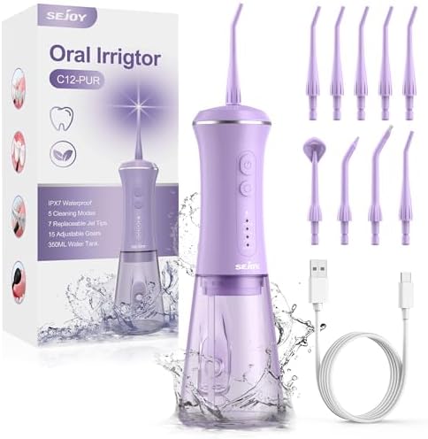 350ML Water Dental Picks for Teeth Cleaning and Flossing, Water Flosser Electric Cordless, 5 Modes 9 Jet Tips, Portable Water Dental Flosser for Daily Oral Care, Oral Irrigator Gifts for Women Men