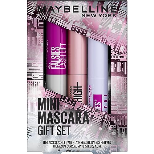 Maybelline Mini Mascara Set – Includes Falsies, Sky High & Lash Lift Mascaras in Blackest Black, 1 Mini Makeup Set