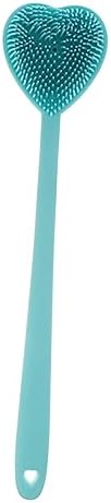 Silicone Bath Brush Handle Bath Silicone Bathing Scrubber Back Brush Long Handle for Shower Body Cleaner Scrubber Shower Loofah Brush Exfoliating Cream Heart-Shaped