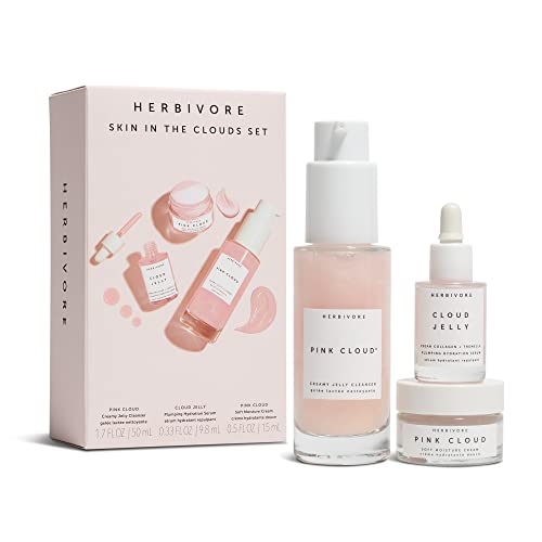 HERBIVORE Pink Cloud Creamy Jelly Cleanser – Squalane + Rosewater + Tremella Mushroom, Hydrating Face Wash + Makeup Remover for Sensitive Skin, Vegan