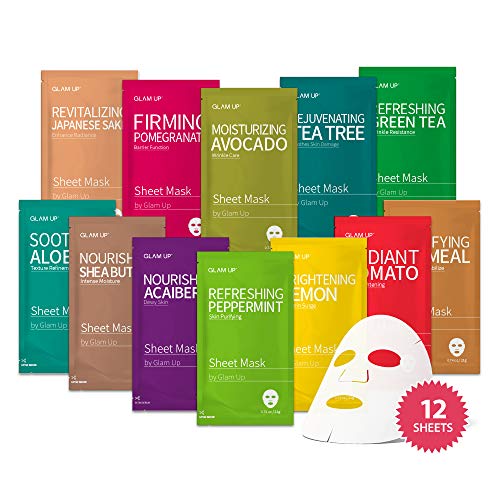 GLAM UP Premium Facial Sheet Mask 12 Combo (Pack of 12) | Face Masks Skincare, Hydrating Face Masks, Moisturizing, Soothing, Beauty Mask For All Skin Type Variety Beauty Mask Set GLAM UP Premium Facial Sheet Mask 12 Combo (Pack of 12) | Face Masks Skincare, Hydrating Face Masks, Moisturizing, Soothing, Beauty Mask For All Skin Type Variety Beauty Mask Set