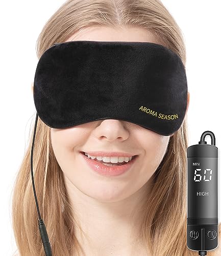 Aroma Season Heated Eye Mask, Warm Eye Compress for Dry Eyes MGD Stye Blephartitis Sinus Migraine, Graphene Heating Element with Natural Lavender Pack (Black)