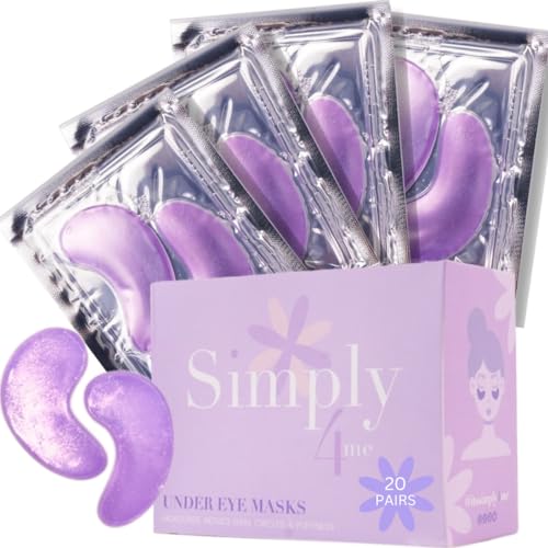 Simply4Me Under Eye Masks (20 Pairs) Collagen & Hyaluronic Acid – Reduce Wrinkles, Dark Circles, Puffy Eyes, Bags, Anti Aging Patches & Face Moisturizer Sensitive Skin Safe- Mothers Day