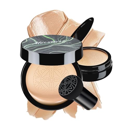 OETUIOW Mushroom Head Air Cushion CC Cream – BB Cream Face Makeup Foundation for Mature Skin Moisturizing Concealer Brighten Long-Lasting, Even Skin Tone for All Skin Types, Natural Color