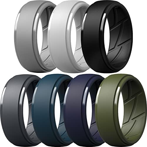 ThunderFit Silicone Rings for Men, Breathable Air Flow Grooves Rubber Wedding Bands 10mm Wide 2.5mm Thick – 1/2/3/4/5/6/7 Variety Multipack ThunderFit Silicone Rings for Men, Breathable Air Flow Grooves Rubber Wedding Bands 10mm Wide 2.5mm Thick – 1/2/3/4/5/6/7 Variety Multipack
