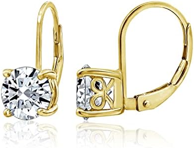 Amazon Essentials Platinum-Plated Sterling Silver Infinite Elements Zirconia Leverback Earrings (previously Amazon Collection)