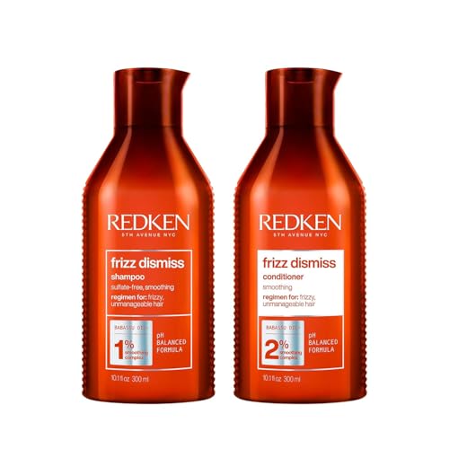 REDKEN Frizz Dismiss Shampoo & Conditioner Set | For Frizzy Hair | Smooths Hair & Manages Frizz | Sulfate Free
