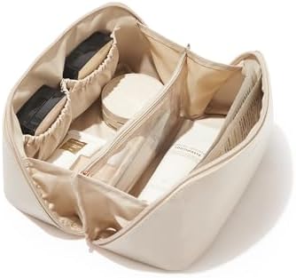 EACHY Travel Makeup Bag,Large Capacity Cosmetic Bags for Women,Waterproof Portable Pouch Open Flat Toiletry Bag Make up Organizer with Divider and Handle EACHY Travel Makeup Bag,Large Capacity Cosmetic Bags for Women,Waterproof Portable Pouch Open Flat Toiletry Bag Make up Organizer with Divider and Handle